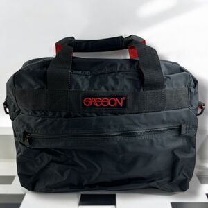 Vintage 80's Sasson Black Red Retro Logo Travel Overnight Soft Suitcase Book Bag